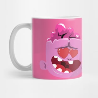 Cute pink brain monster with heart eye Mug